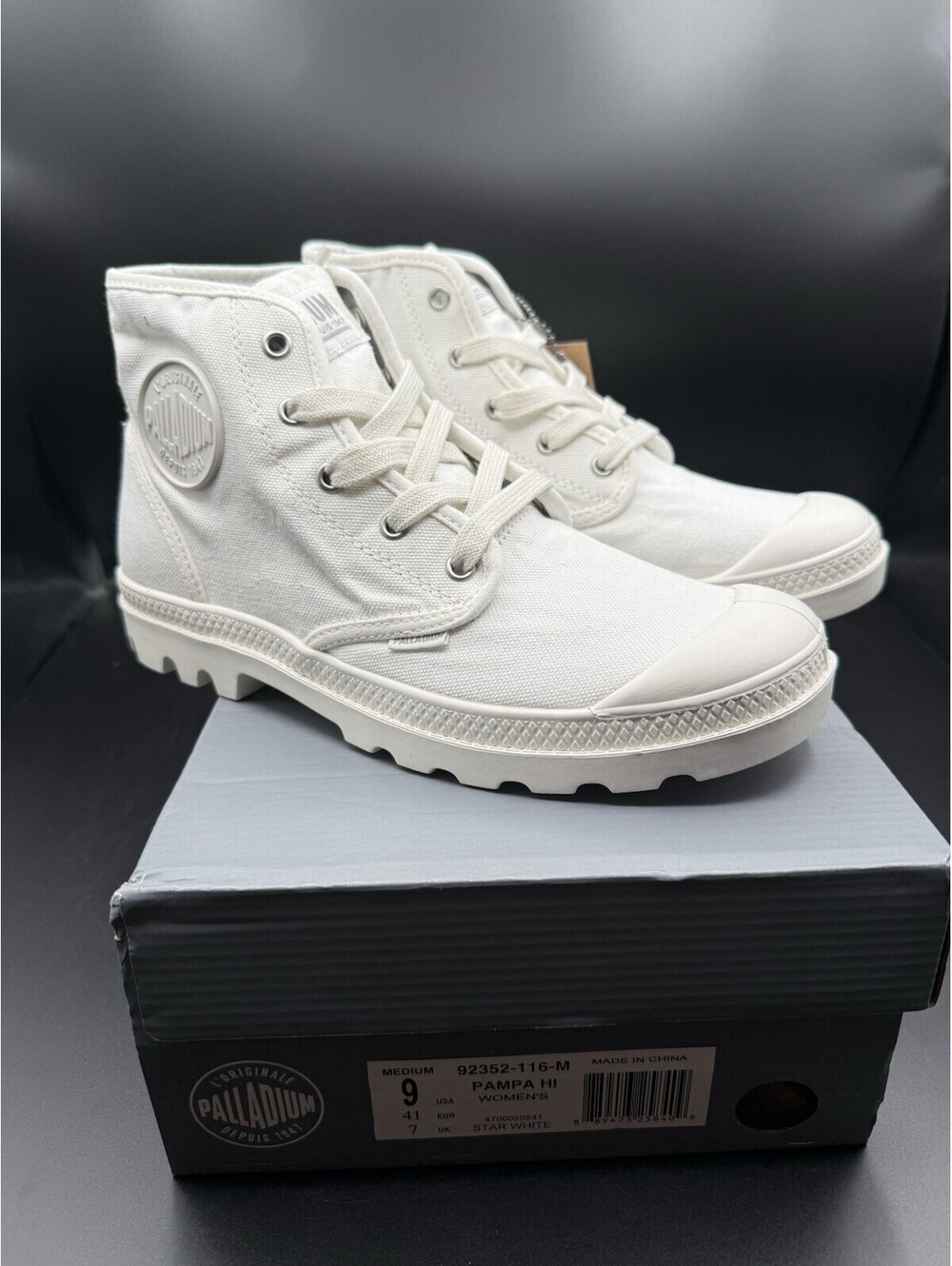 Palladium Womens Pampa Hi White Canvas | Size 9 Boots | New | High Top